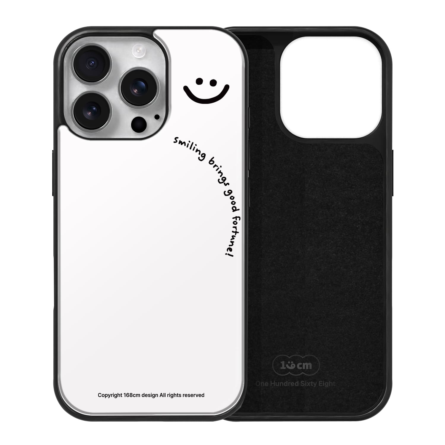 아이폰15 프로 케이스 맥세이프 자석 스웨이드 스마일 표정 화이트 - 상세 이미지 2