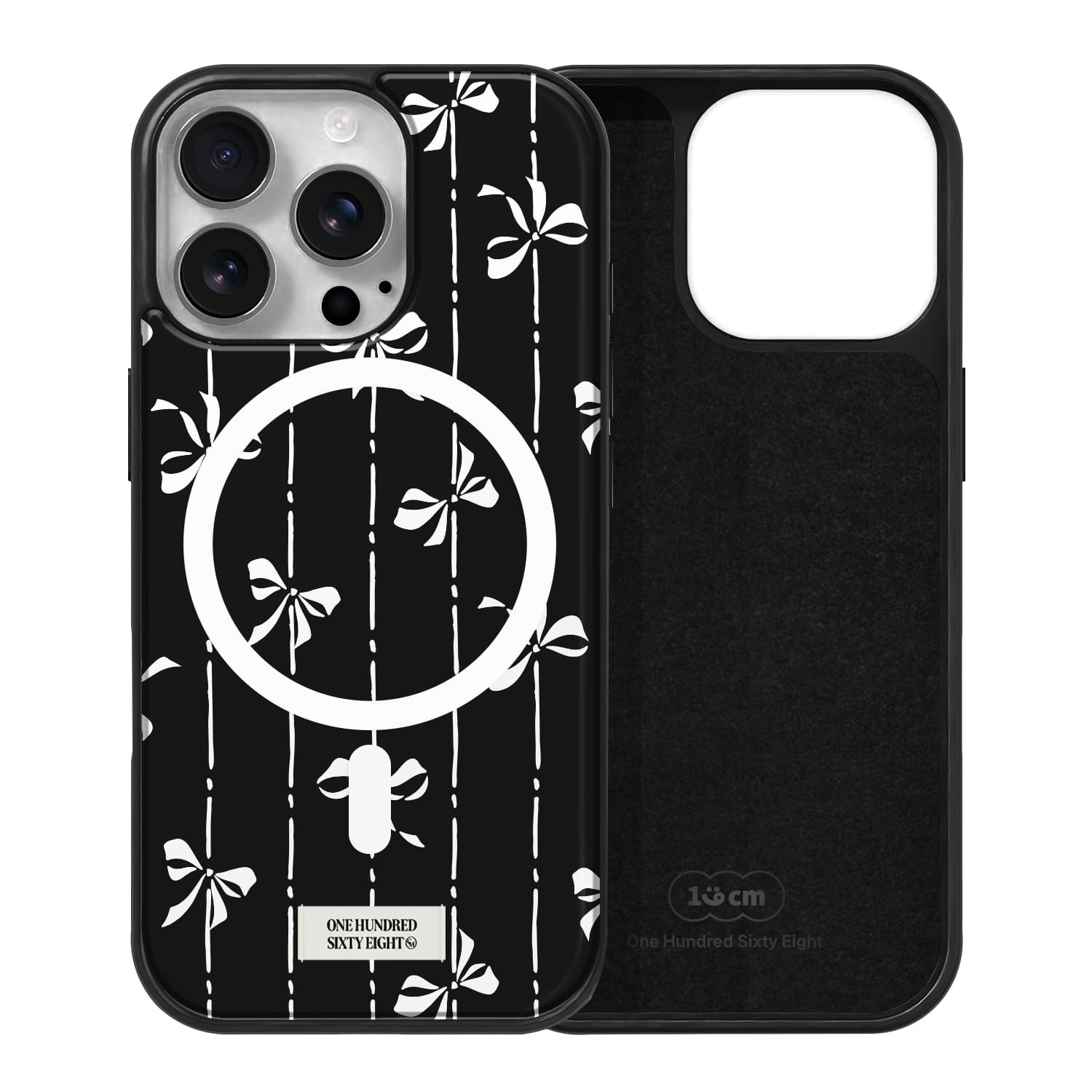 아이폰15 프로 맥세이프 케이스 스웨이드 리본 스트라이프 화이트 - 상품 이미지