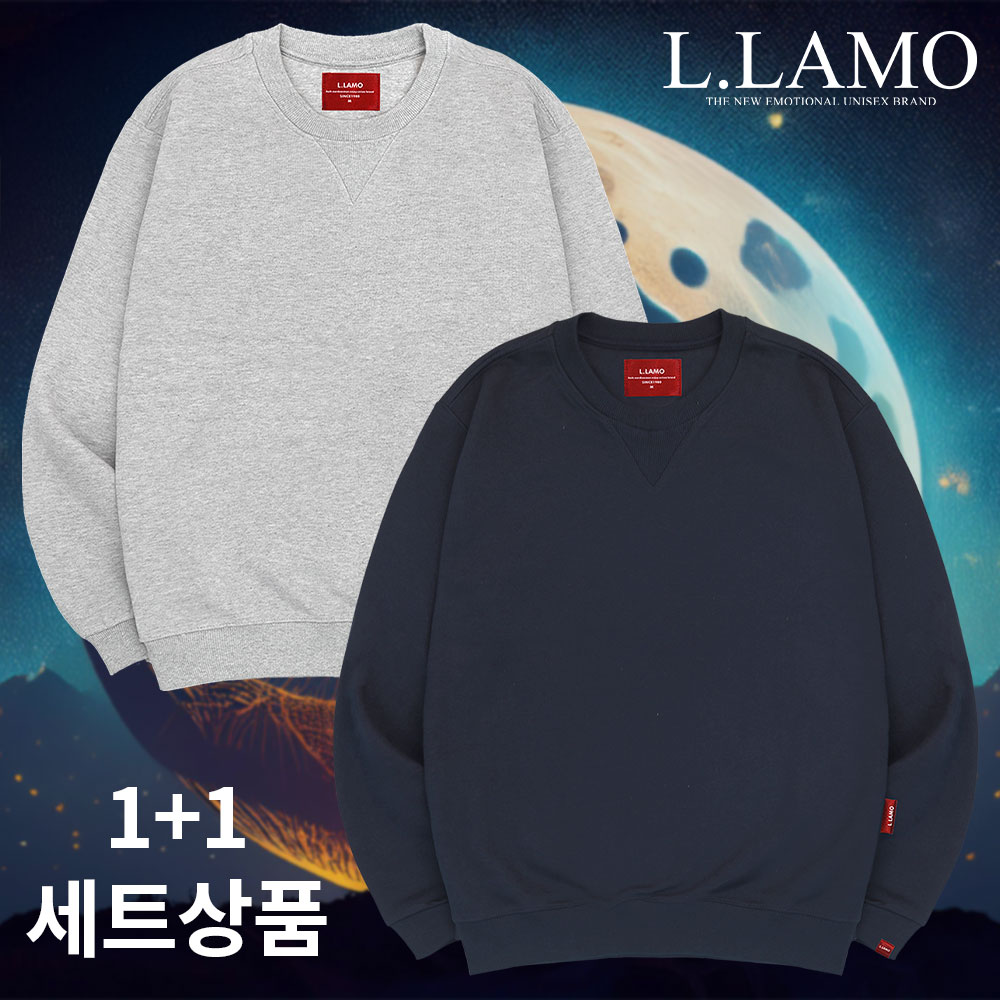 엘라모 3M 무지 맨투맨 1+1 세트 S-4XL 초특가 빅사이즈 남녀공용 단체티 데일리코디 제품 이미지