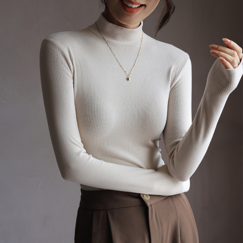 가을 겨울 여성 목티 인견 목폴라 얇은 이너 폴라티 - 메인 이미지