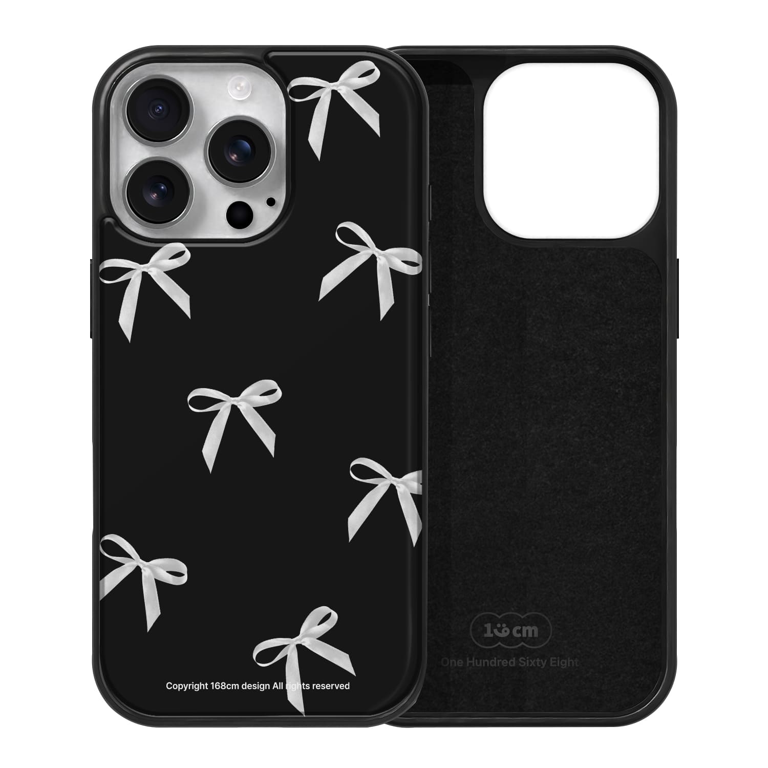 아이폰15 프로 케이스 맥세이프 선물 스웨이드 리본 패턴 실버 - 상세 이미지 2