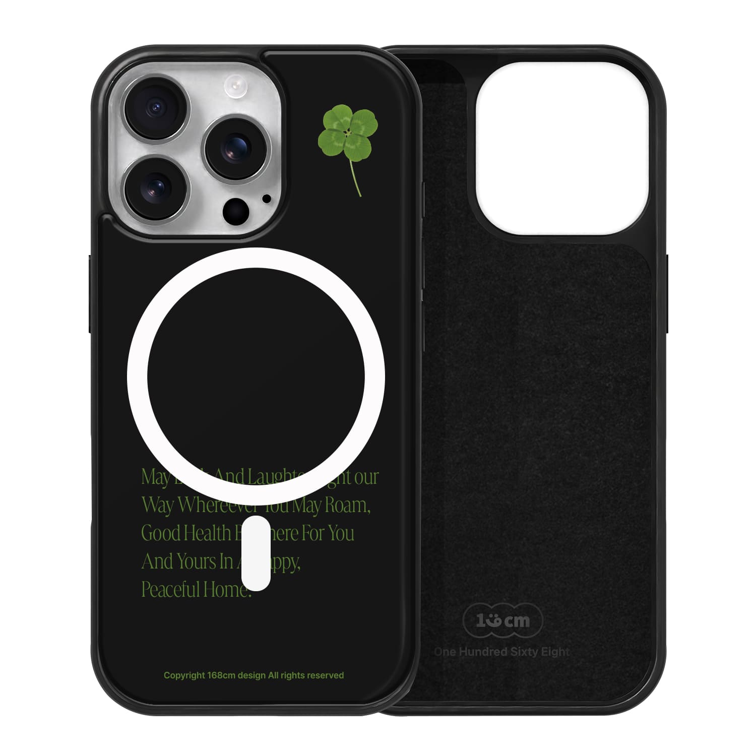 아이폰15 프로 맥세이프 케이스 하드 스웨이드 클로버 블랙 - 상품 이미지