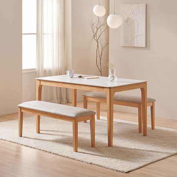 삼익가구 어썸 통세라믹 원목 식탁 풀세트  4인용 (벤치2)