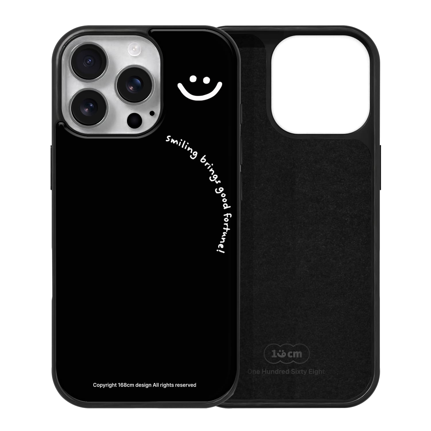 아이폰15 프로 케이스 맥세이프 커플 스웨이드 스마일 표정 블랙 - 상세 이미지 2