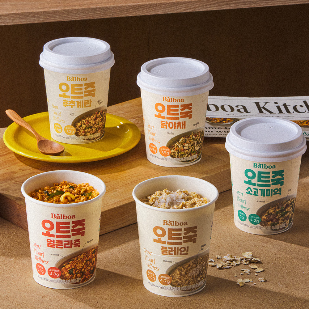 발보아 저당 오트죽 간편 오트밀 컵 40g 5종 18개 얼큰라죽 플레인 - 상세 이미지 2