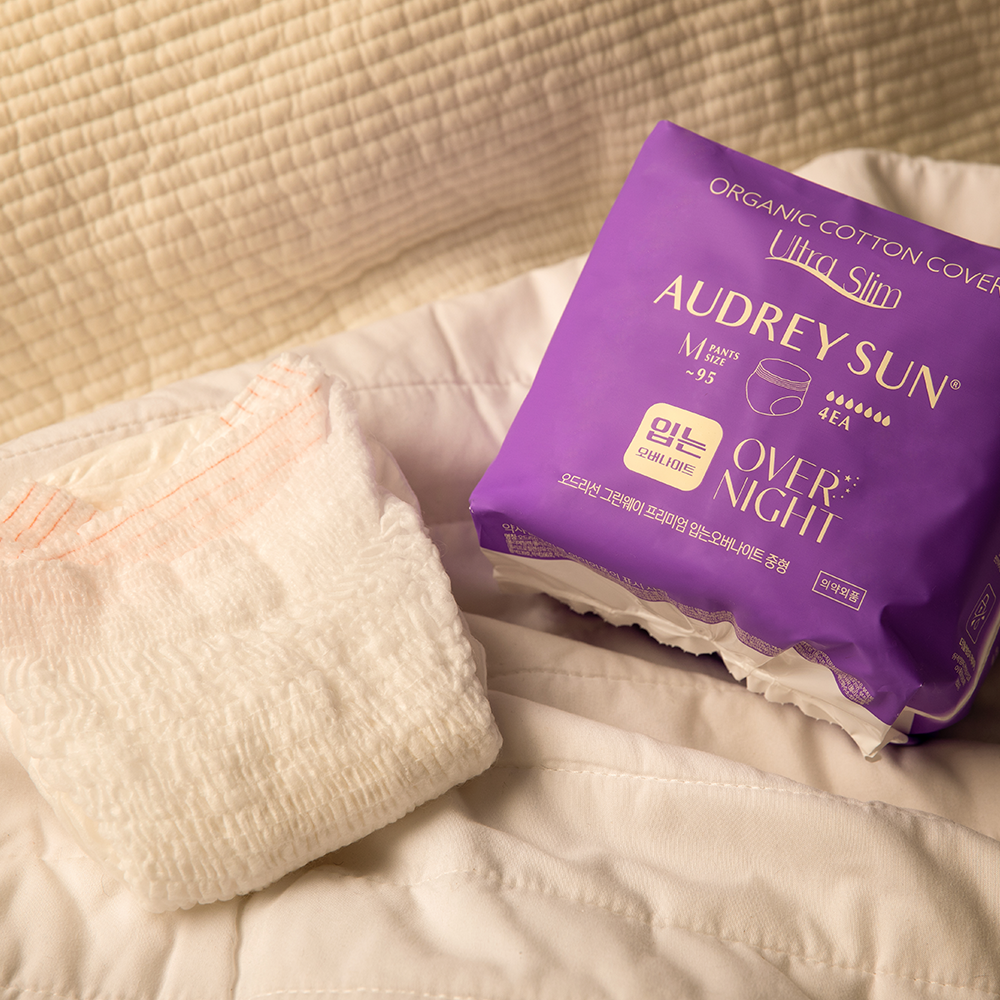 오드리선 그린웨이 입는오버나이트 팬티형생리대 유기농 순면 중형 4pcs X 4팩