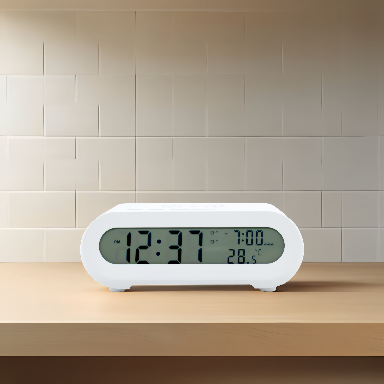 카파 미니멀 디지털 탁상시계 3in1 무선충전 무드등 알람시계