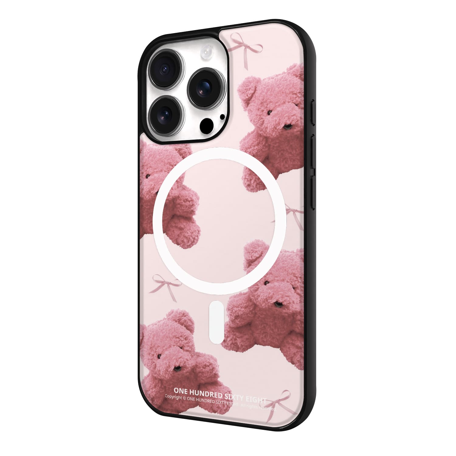 아이폰15 프로 케이스 맥세이프 우정 스웨이드 러블리 핑크베어 - 상세 이미지 3