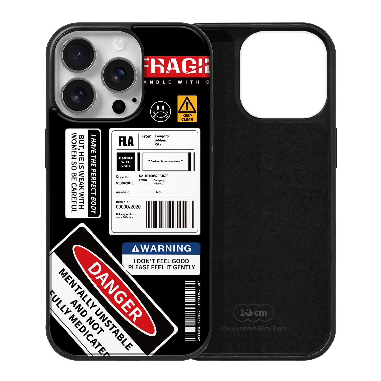 아이폰15 프로 맥세이프 케이스 자석 스웨이드 경고마크 스마일 - 상세 이미지 2