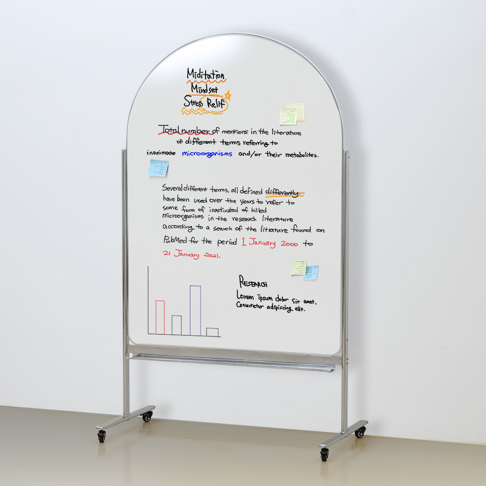 아치형 양면 자석 화이트보드 이동식 스탠드 칠판 900X1200 블랙 이미지 3