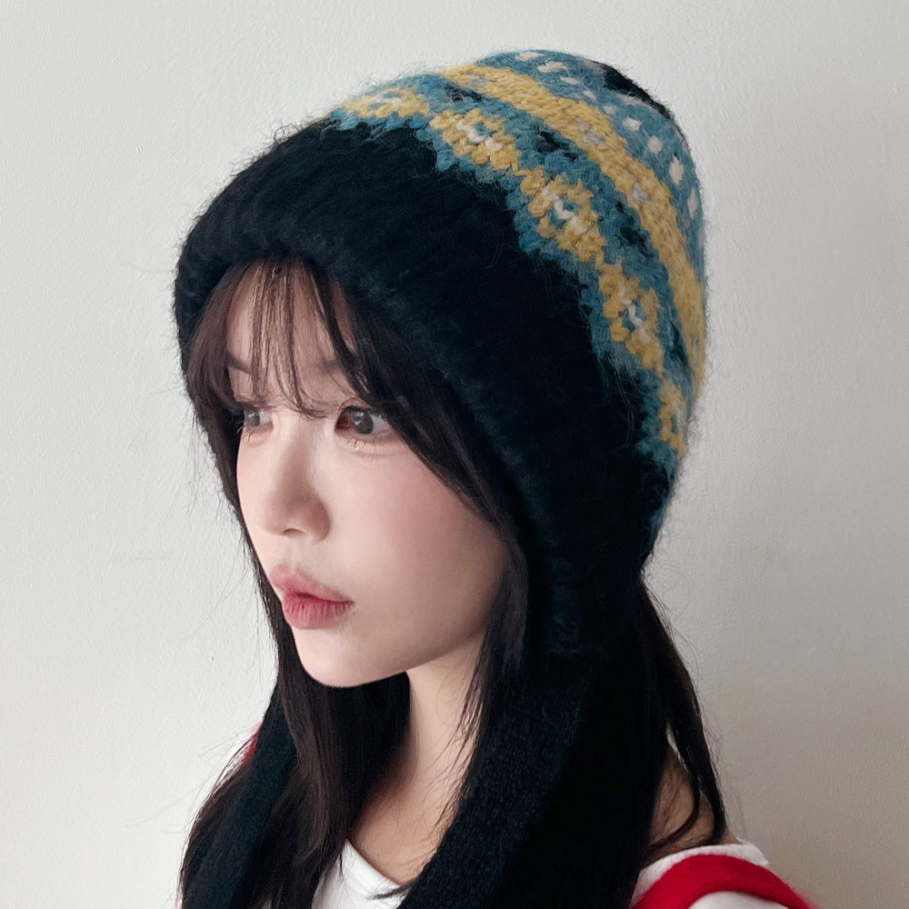노르딕 털 귀달이모자 방한 니트 귀도리 한파 스키장 군밤 겨울모자 이미지 7