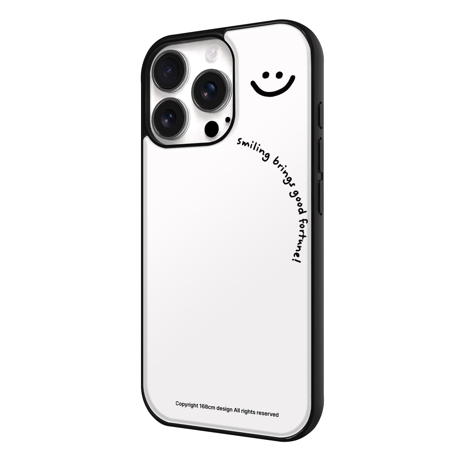 아이폰15 프로 케이스 맥세이프 자석 스웨이드 스마일 표정 화이트 - 상세 이미지 4