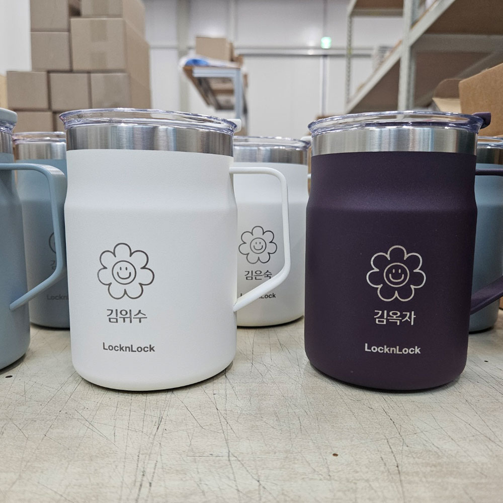 씻기편한 락앤락머그컵 컬러인쇄 각인텀블러 손잡이스텐컵 이미지 8