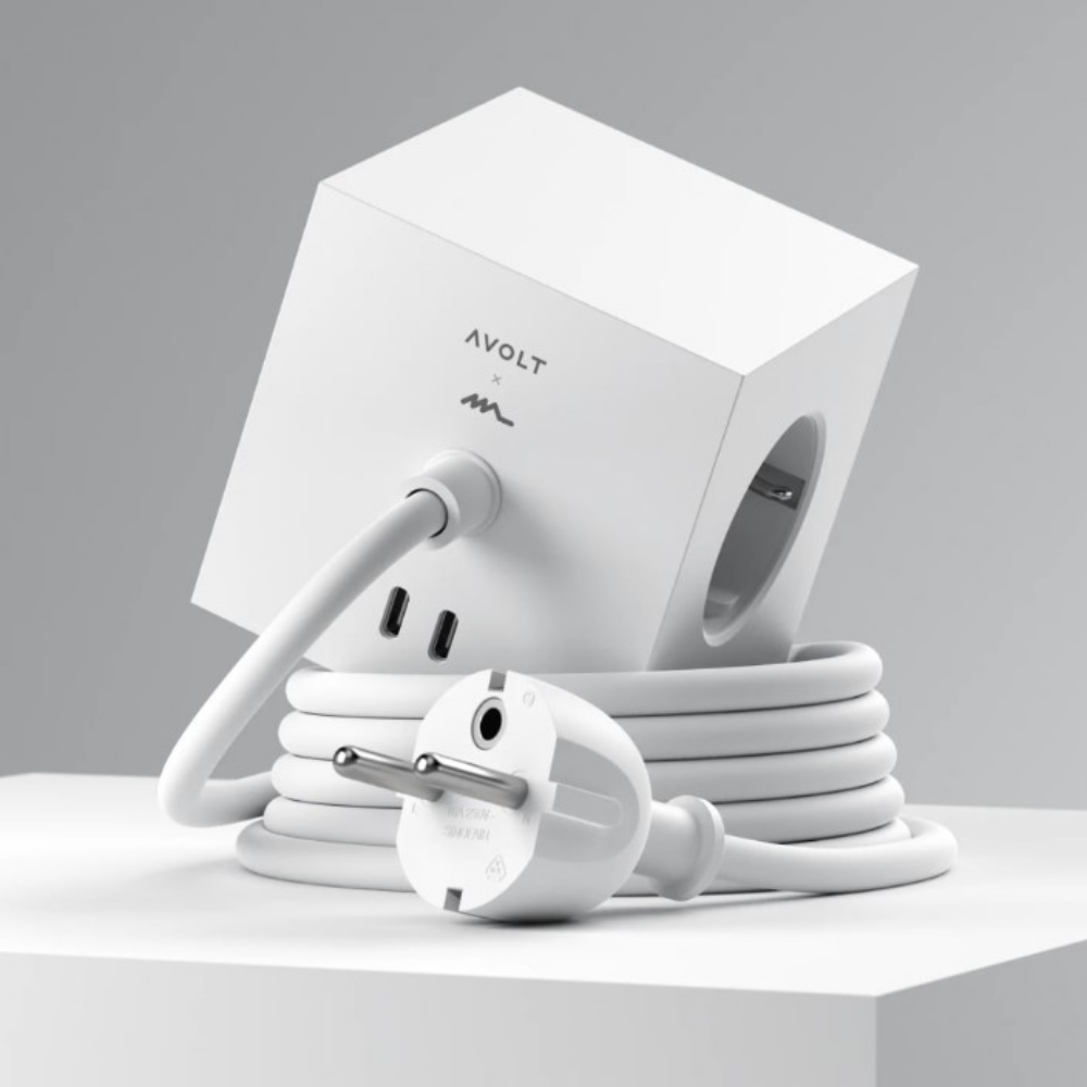 아볼트 마르티넬리루체 스퀘어1 고용량멀티탭5구(콘센트3구+usb C타입2구)오팔 화이트 - 메인 이미지