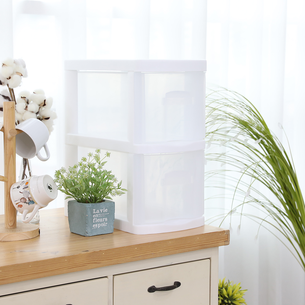 플라팜 틈새 좁은 플라스틱 서랍장 투명 슬림 수납장 소형 2단