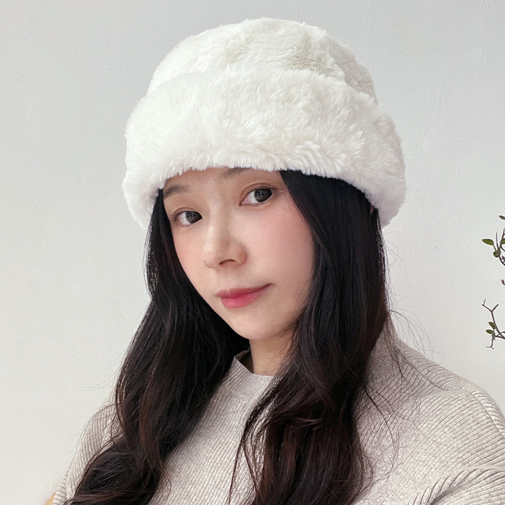 밍크 퍼 와치캡 털 비니 방한모 숏 겨울 레옹 모자 - 상품 이미지