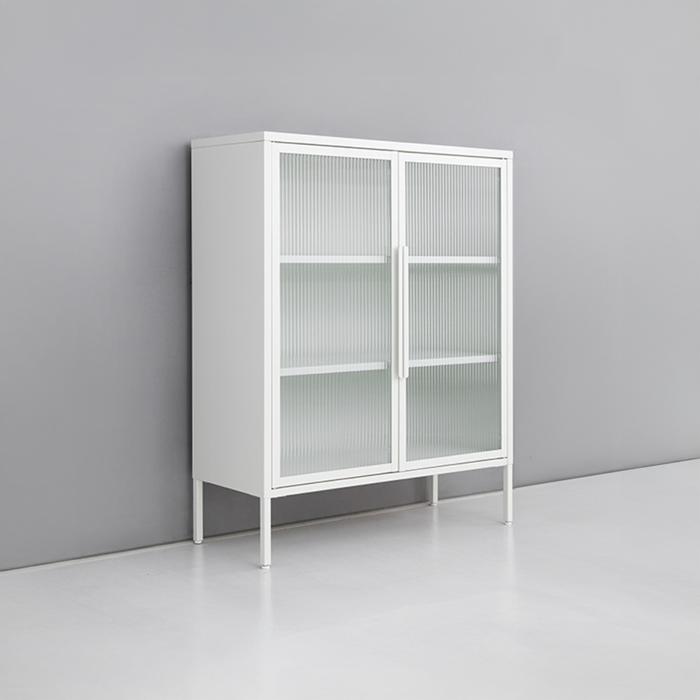 OFFICY 유리캐비넷 2문 수납장 9001100 900mmx350mmx1103mm, 3단, 화이트 6806.5571 - 상세 이미지 4