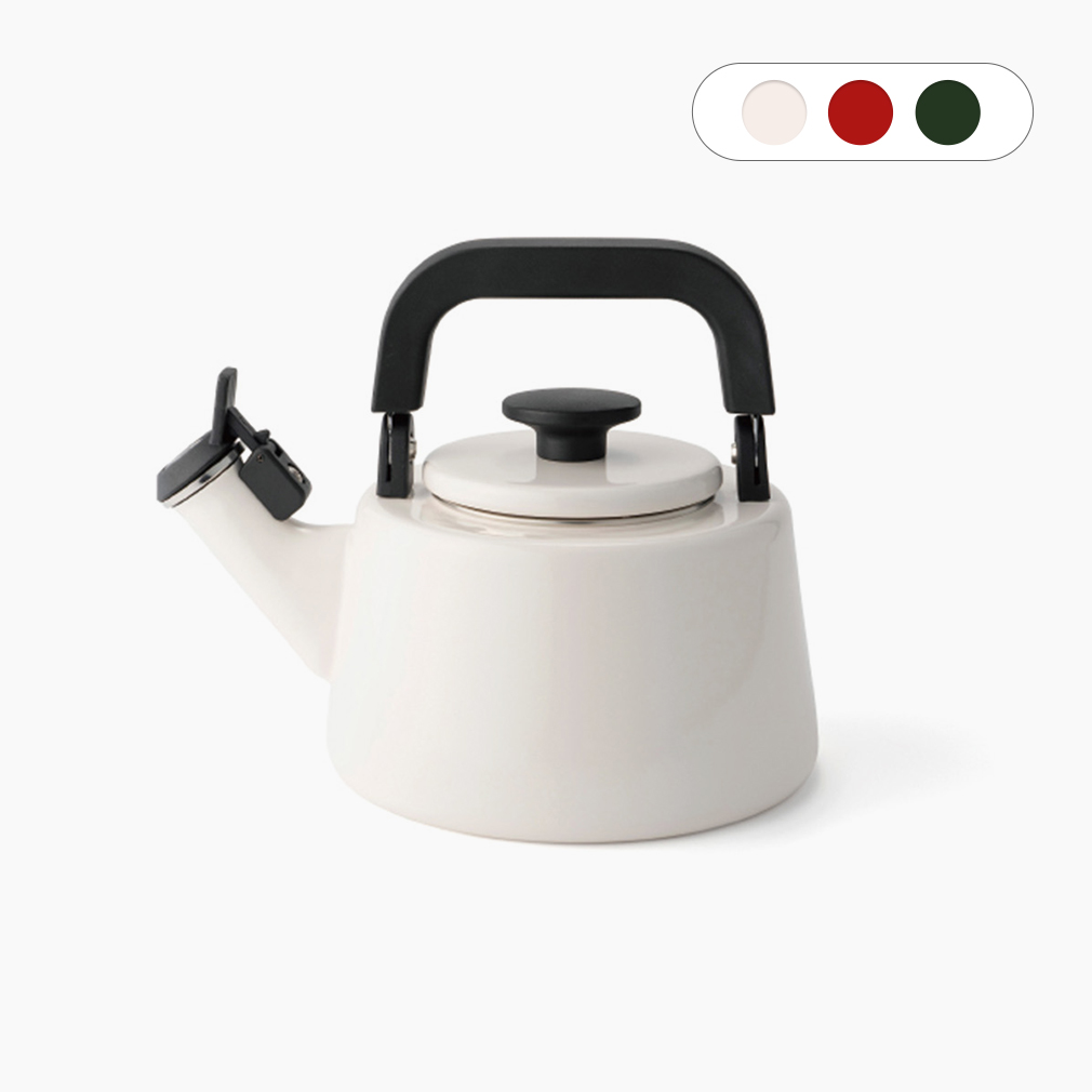 에지리 샤틴 법랑 인덕션 휘슬주전자 2100ml, 화이트 - 상품 이미지