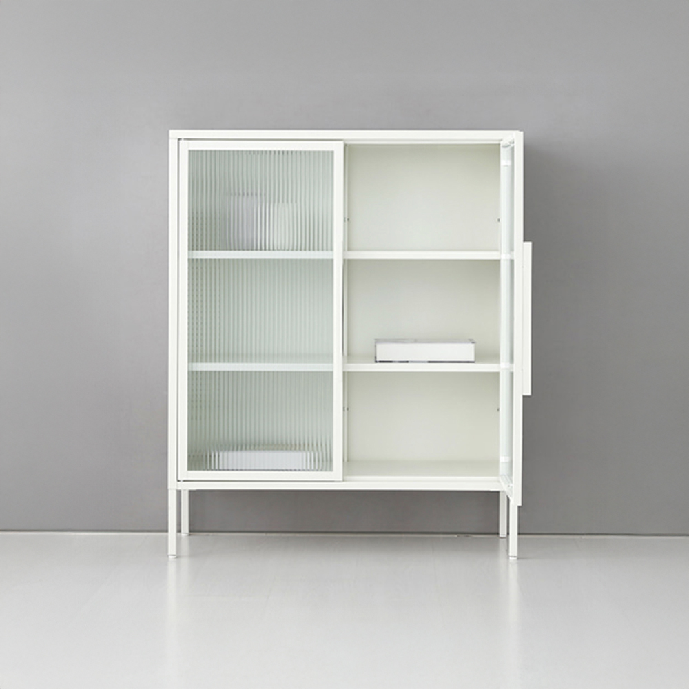 OFFICY 유리캐비넷 2문 수납장 9001100 900mmx350mmx1103mm, 3단, 화이트 6806.5571 - 상세 이미지 3
