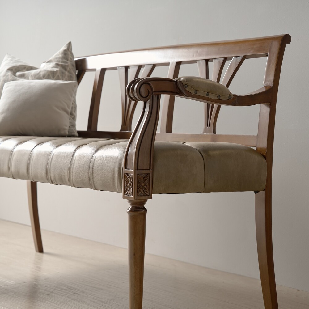 까사홈 라베 로사 엔틱 원목+pu 벤치의자