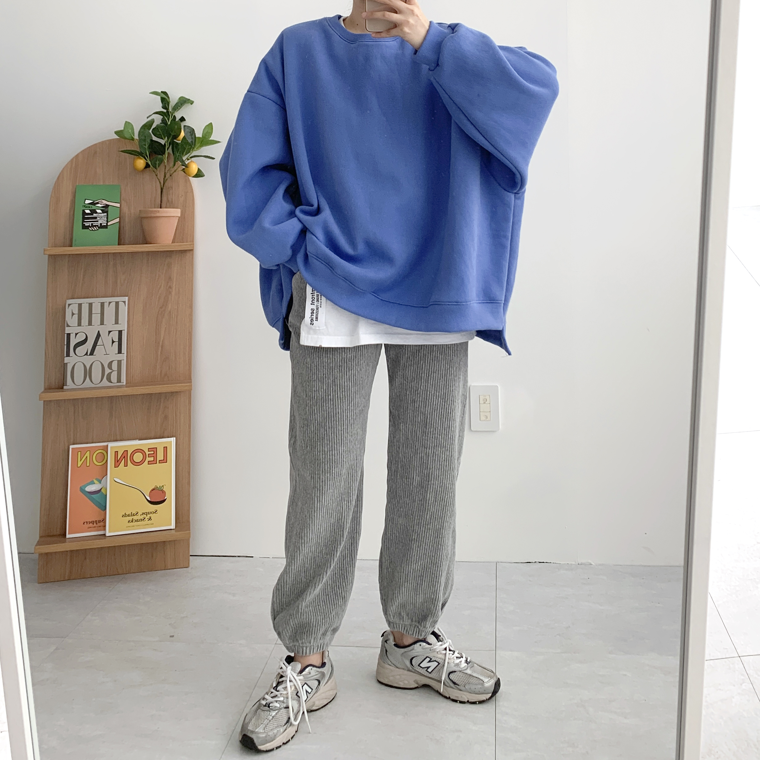 블루 양기모맨투맨 언발맨투맨 임산부맨투맨 - 상품 이미지