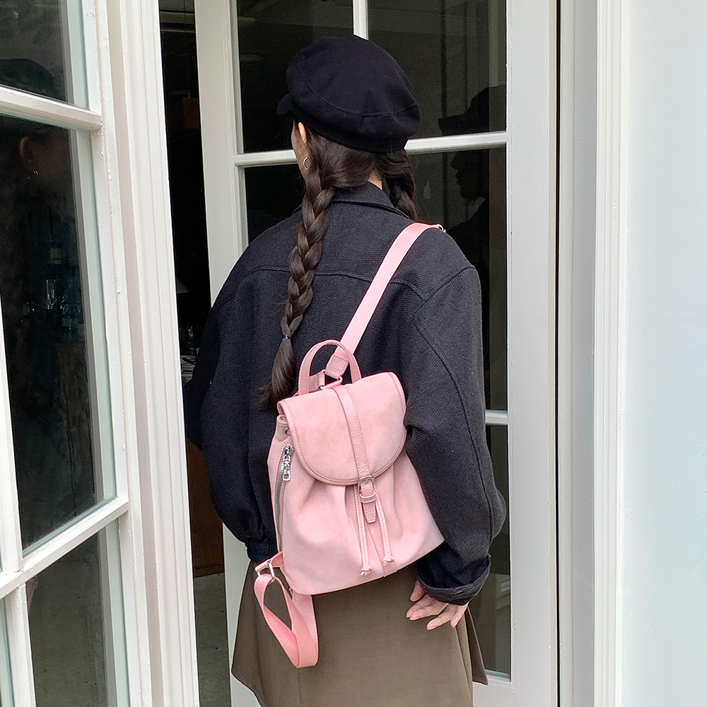 귀여운 미니 조리 백팩 덮개형 벨트 작은 복조리 배낭 심플한 스몰 등에메는가방 - 상세 이미지 3