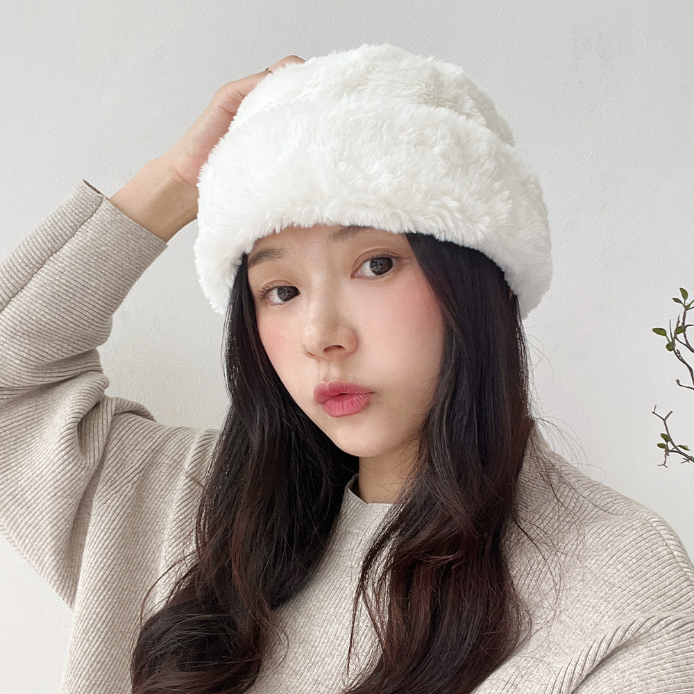 밍크 퍼 와치캡 털 비니 방한모 숏 겨울 레옹 모자 - 상세 이미지 2