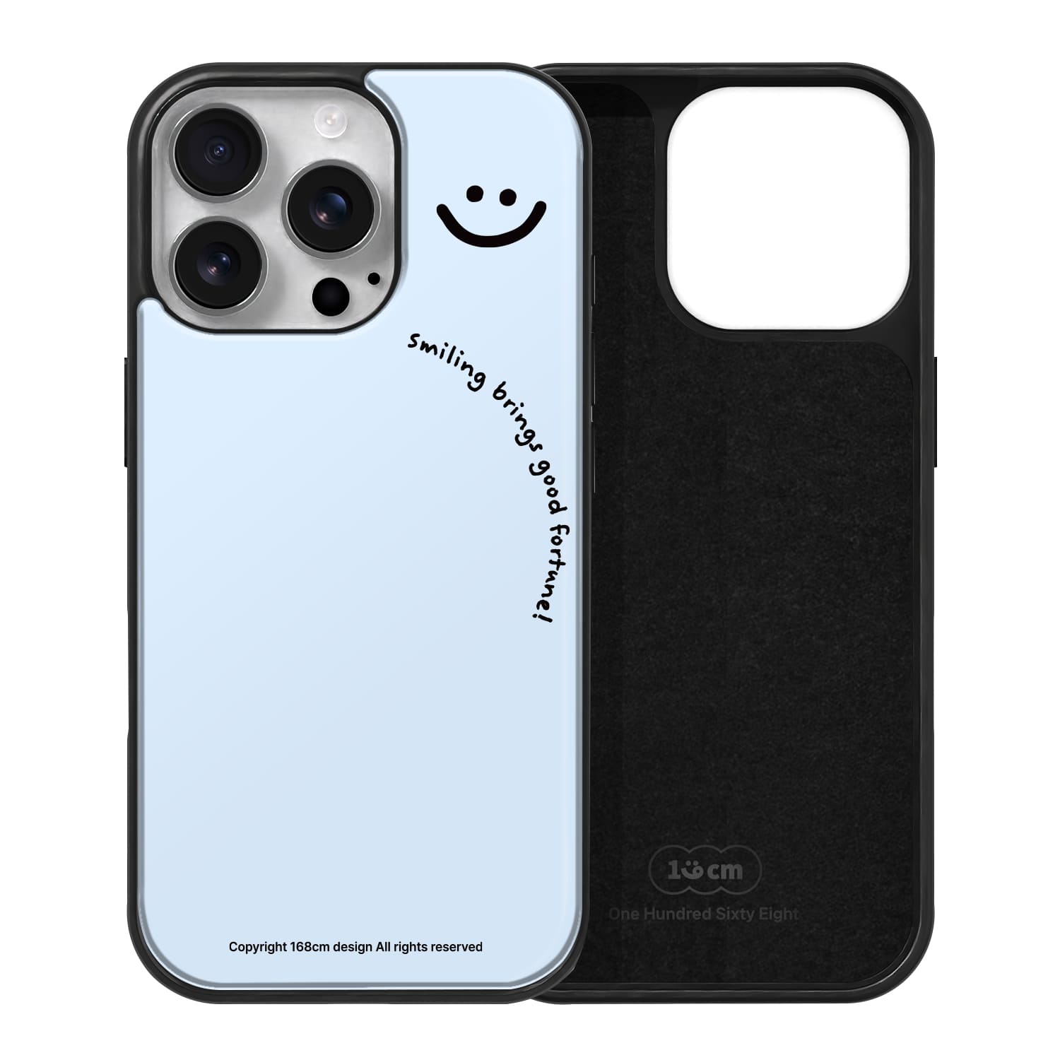 아이폰15 프로 맥세이프 케이스 스웨이드 스마일 표정 스카이블루 - 상세 이미지 2