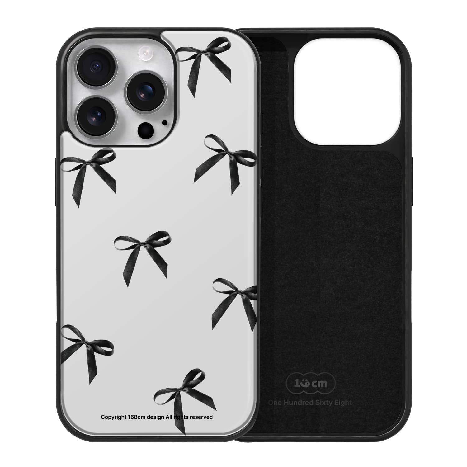 아이폰15 프로 맥세이프 케이스 우정 스웨이드 리본 패턴 블랙 - 상세 이미지 2