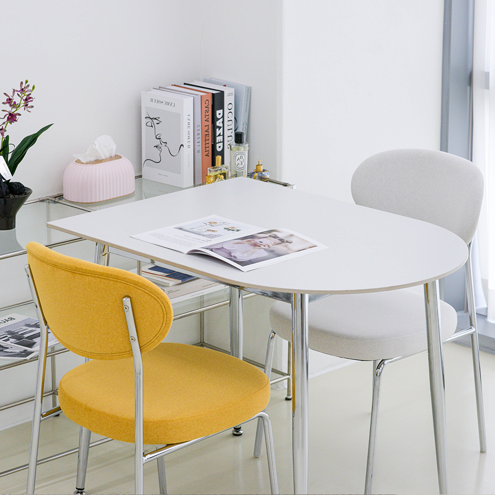 세레스 반타원 세라믹테이블 포세린 카페 2인 식탁 테이블 1000mm, 화이트