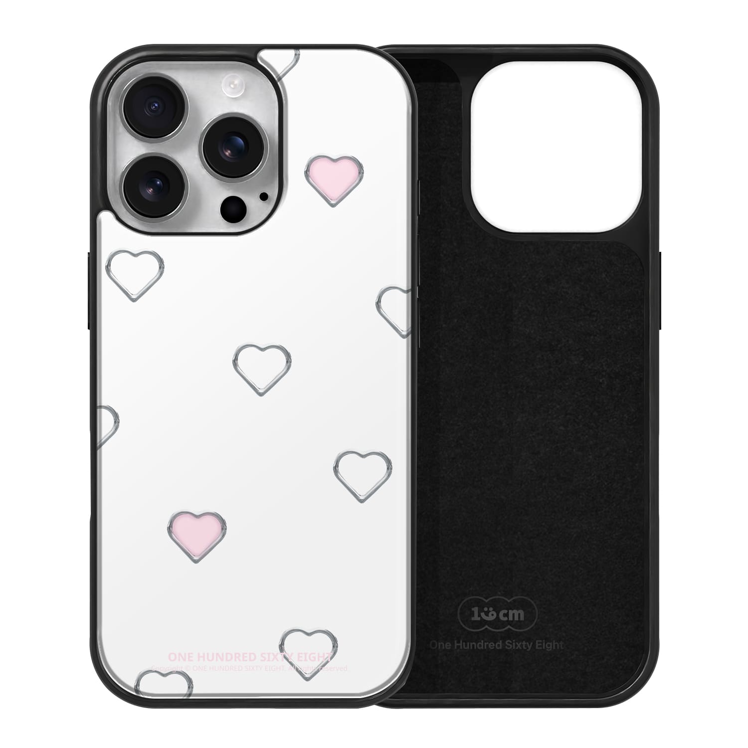 아이폰15 프로 맥세이프 케이스 스웨이드 하트 실버링 패턴 화이트 - 상세 이미지 2