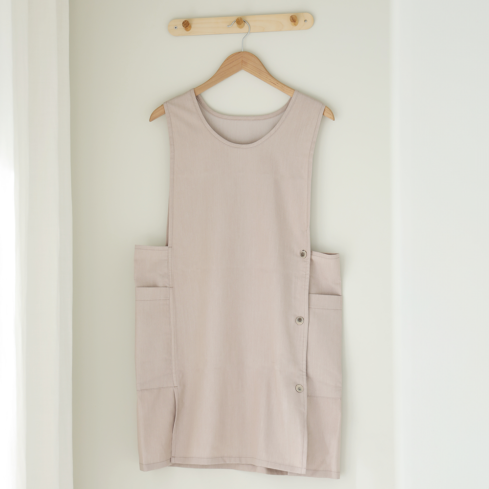 [미소쌤] 데님 앞치마 단추형 F 보육교사 원피스 빅사이즈 어린이집 유치원 카페 예쁜