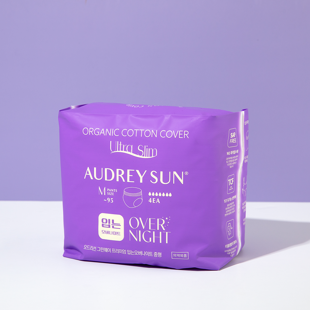 오드리선 그린웨이 입는오버나이트 팬티형생리대 유기농 순면 중형 4pcs X 4팩