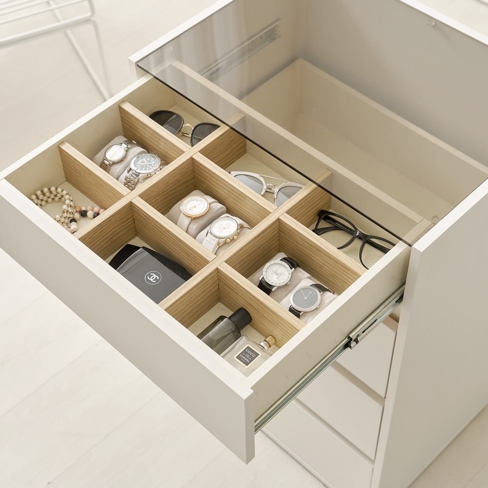 엔터드 옷 서랍장 드레스룸 아일랜드 모듈수납장 550x400x780mm, 4단, 화이트