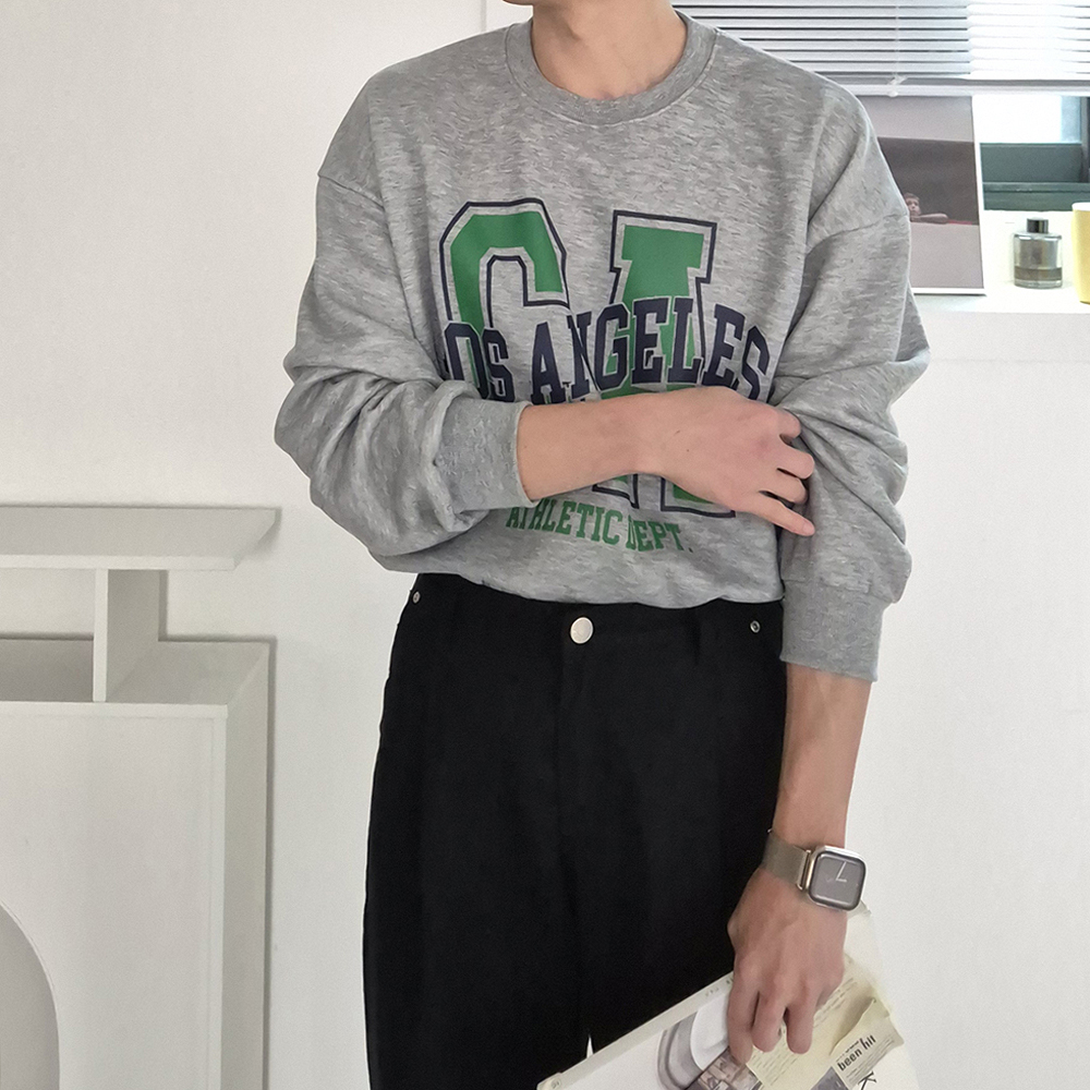 남자 맨투맨 오버핏 겨울 나염 커플 남성 기모 맨투맨