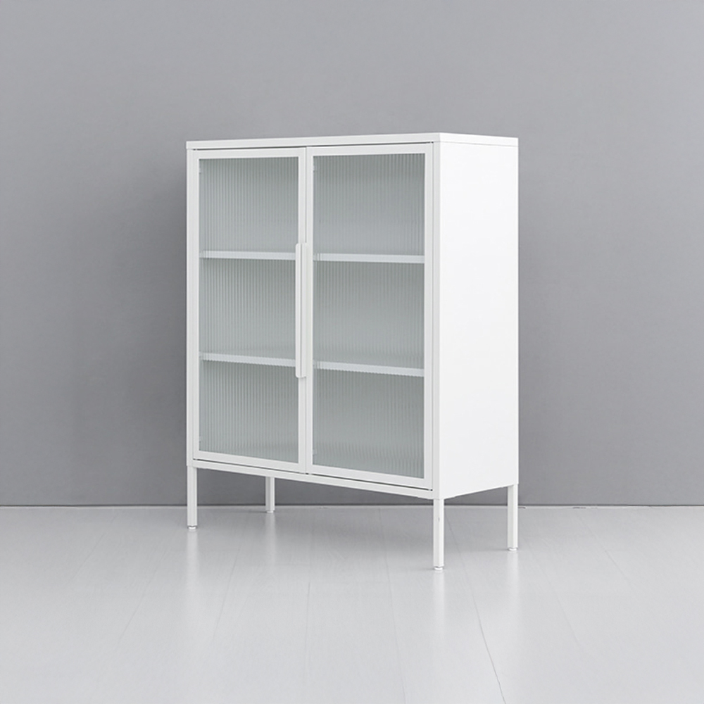 OFFICY 유리캐비넷 2문 수납장 9001100 900mmx350mmx1103mm, 3단, 화이트 6806.5571 - 상세 이미지 2