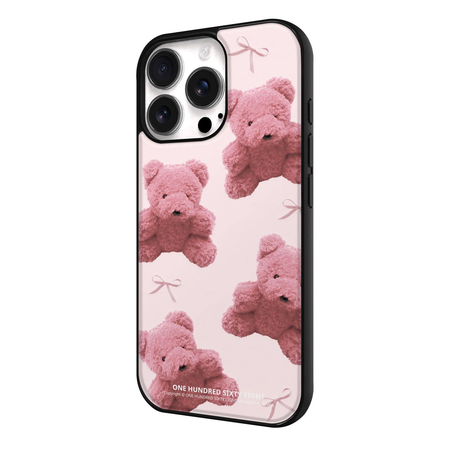 아이폰15 프로 케이스 맥세이프 우정 스웨이드 러블리 핑크베어 - 상세 이미지 4