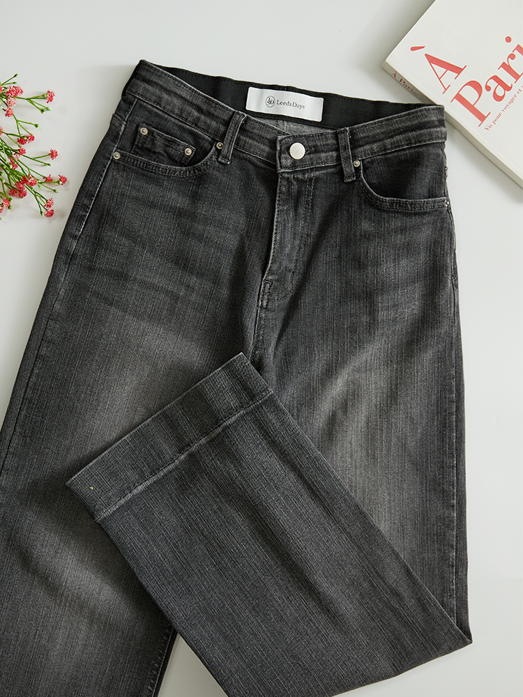 마이너 캣워싱 히든밴딩 흑청 와이드 일자핏 팬츠 - 상세 이미지 2