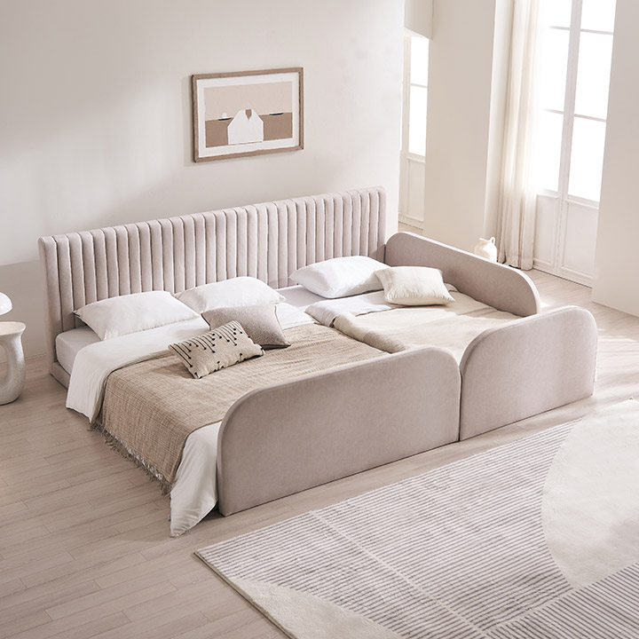 [삼익가구]더문 패밀리 침대(매트제외 SS+Q)+가드1+풋보드2