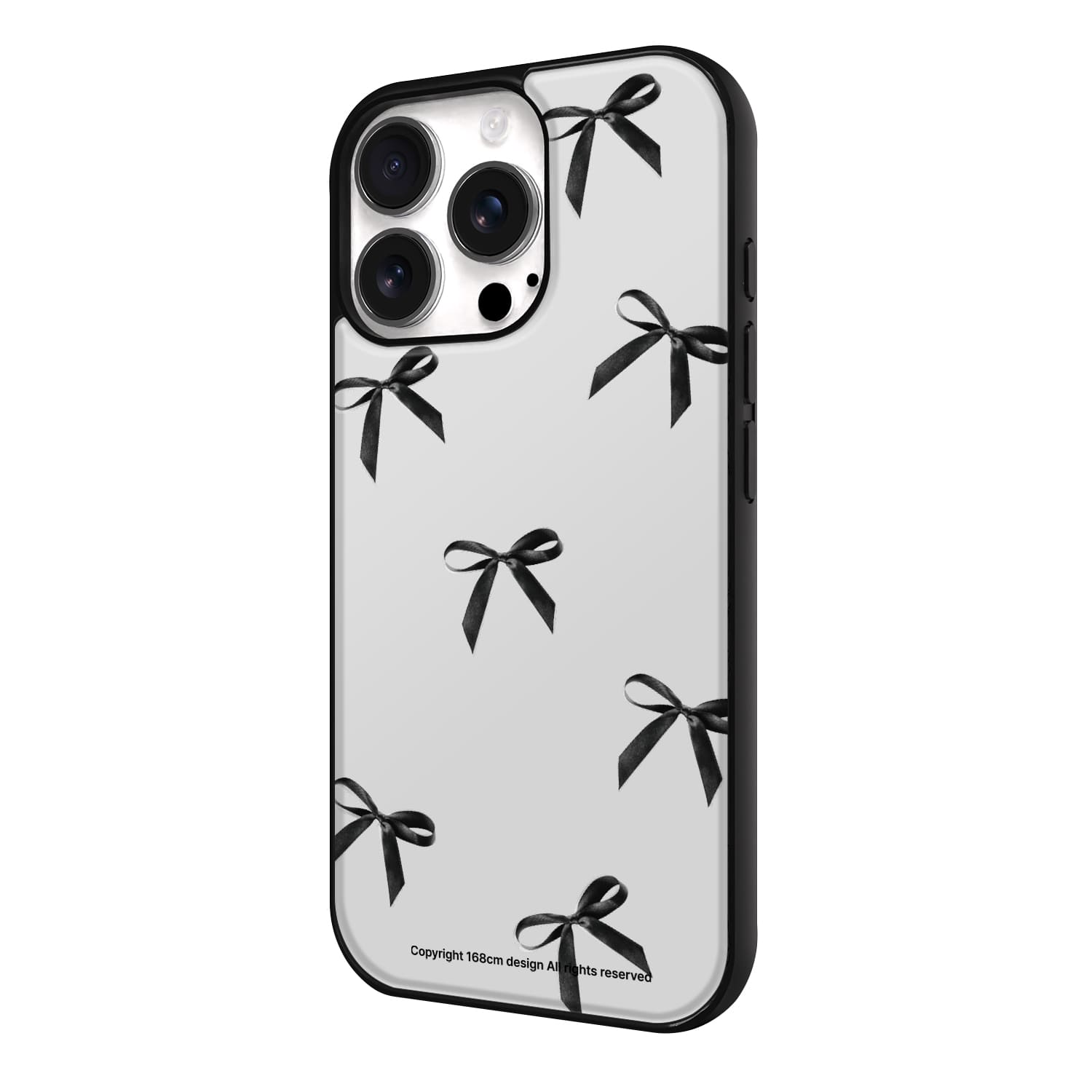 아이폰15 프로 맥세이프 케이스 우정 스웨이드 리본 패턴 블랙 - 상세 이미지 4