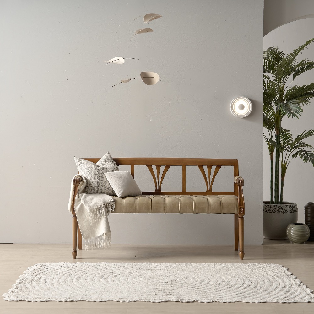 까사홈 라베 로사 엔틱 원목+pu 벤치의자