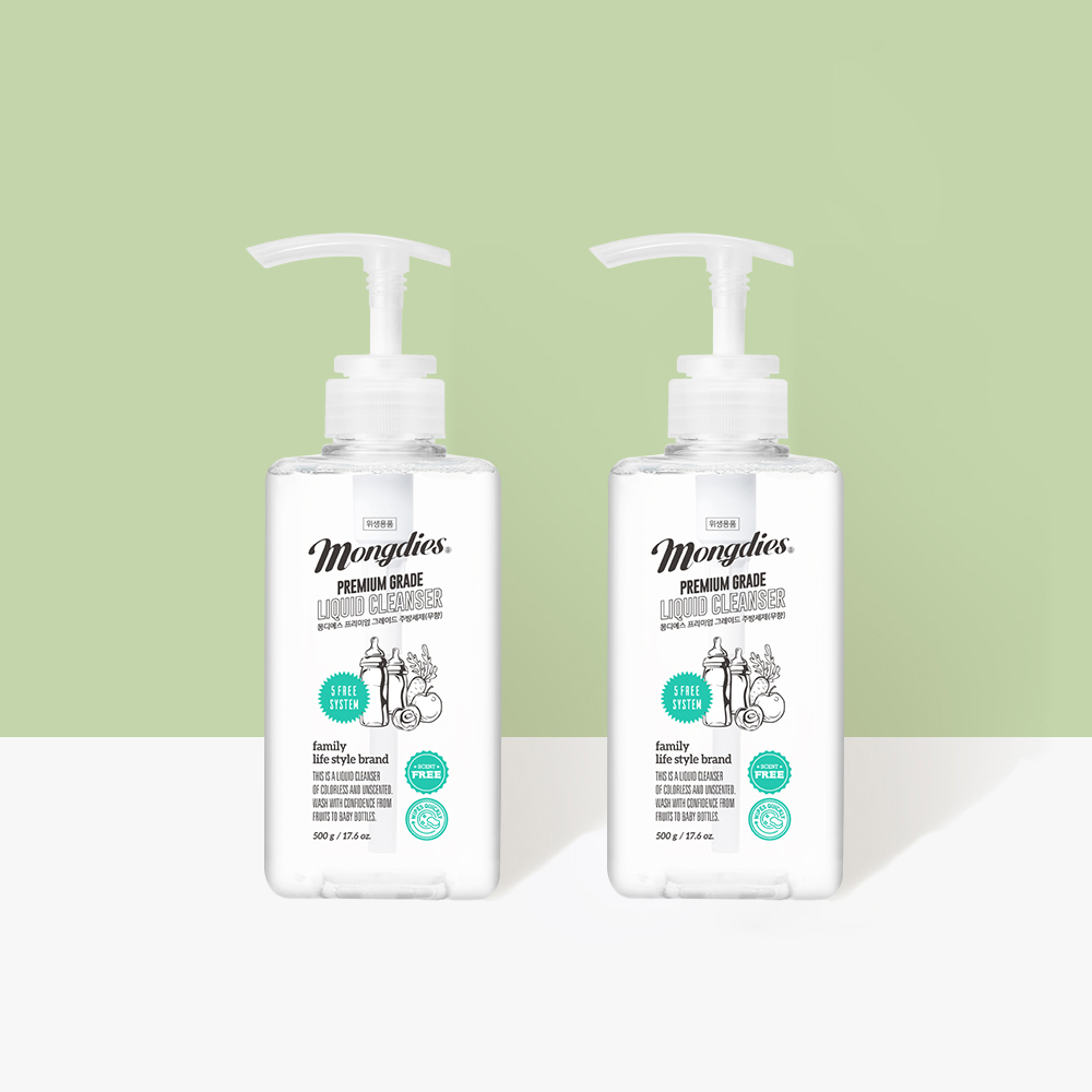 1+1 몽디에스 젖병세척 과일 유아 1등급 안전한 신생아 아기 대용량 1종 천연 주방세제 500ml 제품 이미지
