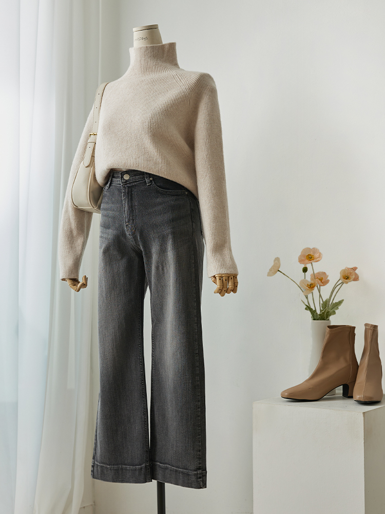 마이너 캣워싱 히든밴딩 흑청 와이드 일자핏 팬츠 - 상세 이미지 5