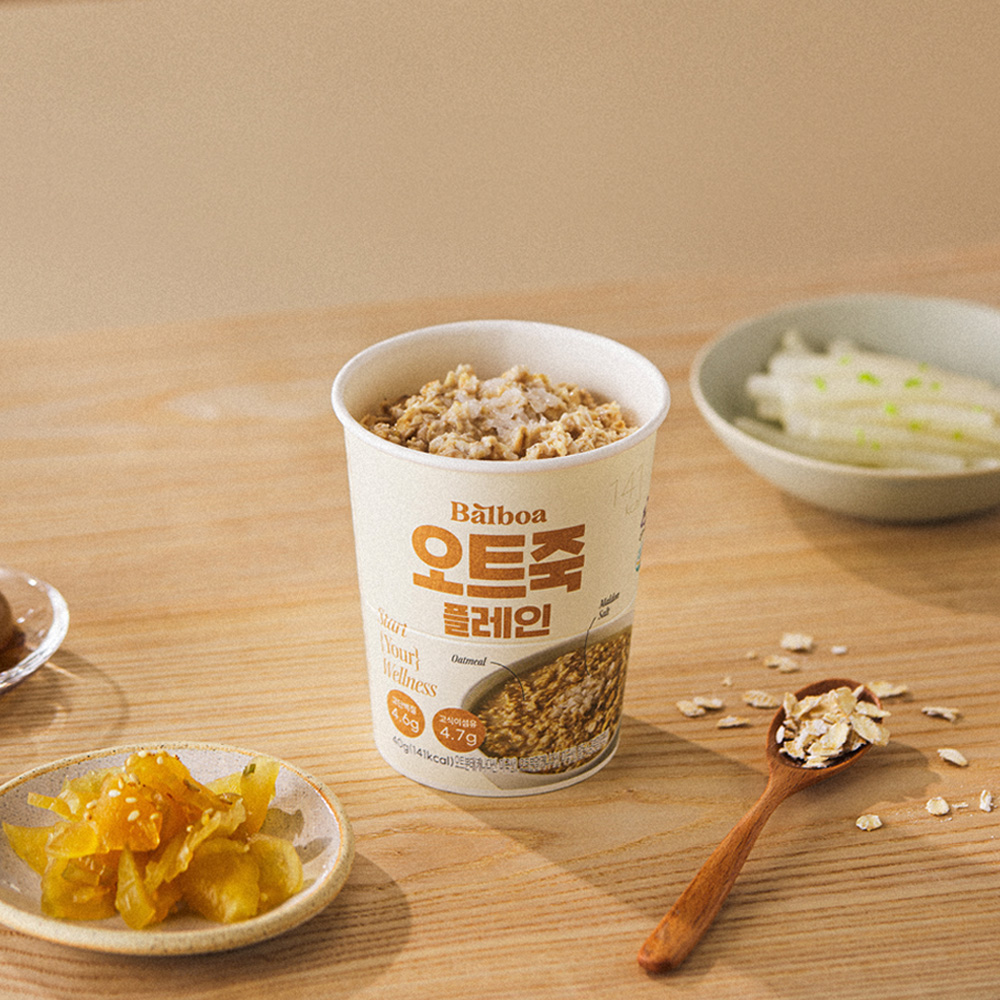 발보아 저당 오트죽 간편 오트밀 컵 40g 5종 18개 얼큰라죽 플레인 - 상세 이미지 4
