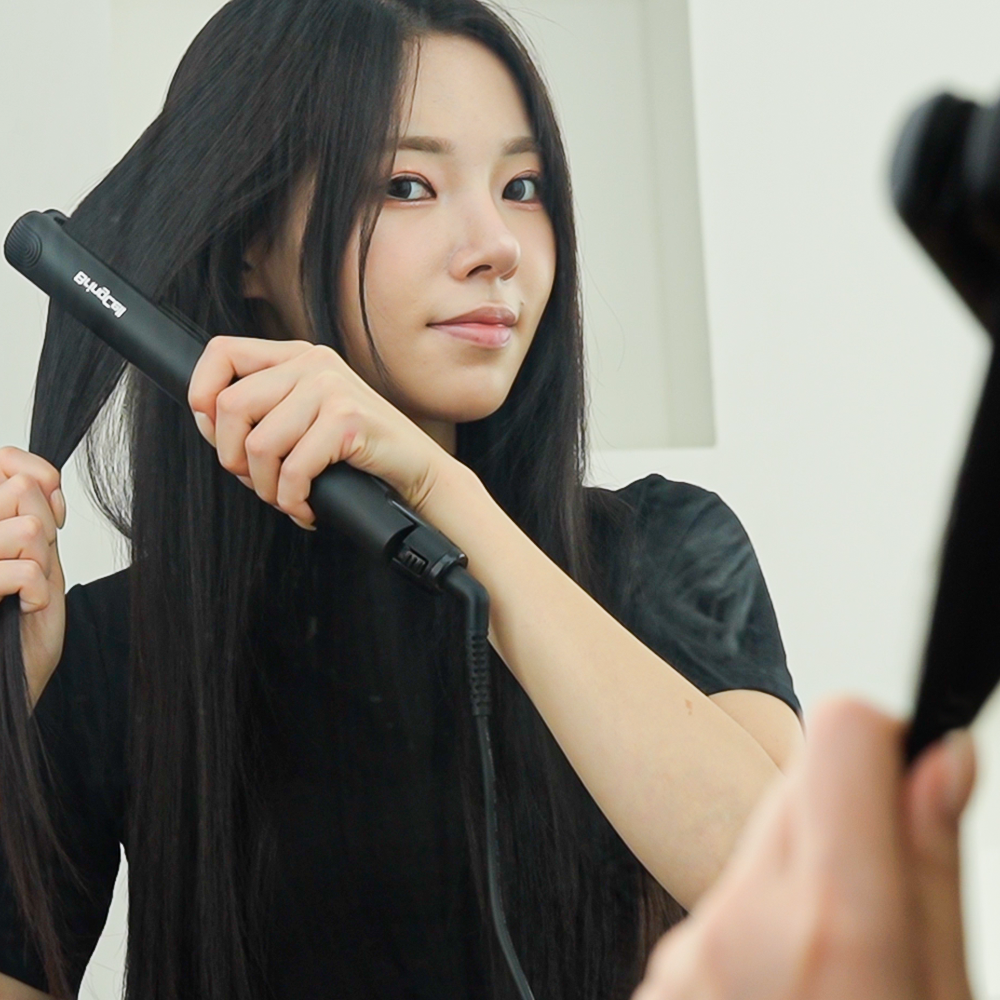 브링셀 볼륨 고데기 앞머리 판고데기 미용실 웨이브 티타늄 매직기