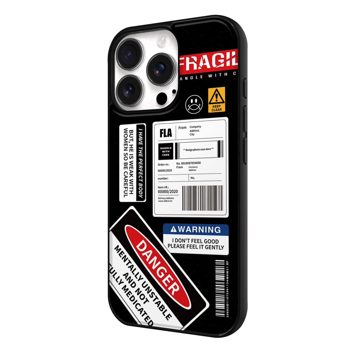 아이폰15 프로 맥세이프 케이스 자석 스웨이드 경고마크 스마일 - 상세 이미지 4