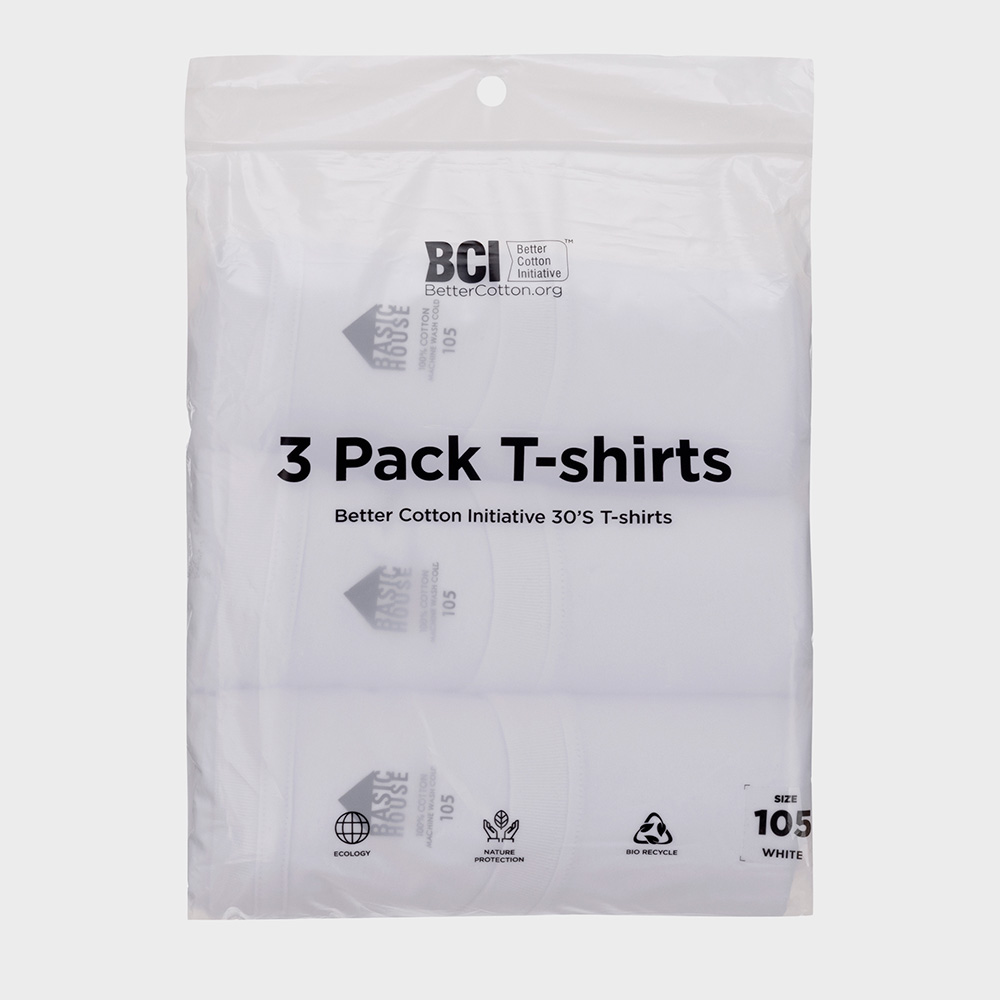 베이직하우스 순면 3팩 면 무지 반팔 티셔츠