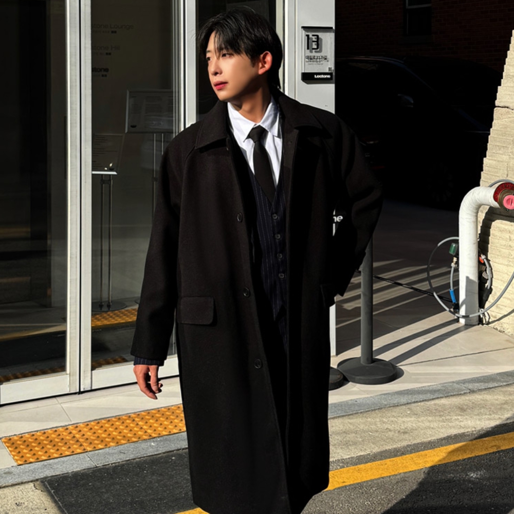 남자 빅스 오버핏 겨울 나그랑 발마칸 울 코트 - 상품 이미지