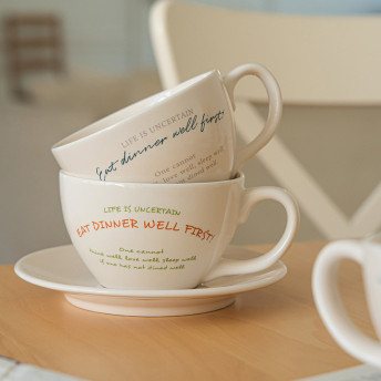 시라쿠스 뉴욕 레터 레터링 커피잔 세트 컵앤소서 카페라떼잔 320ml