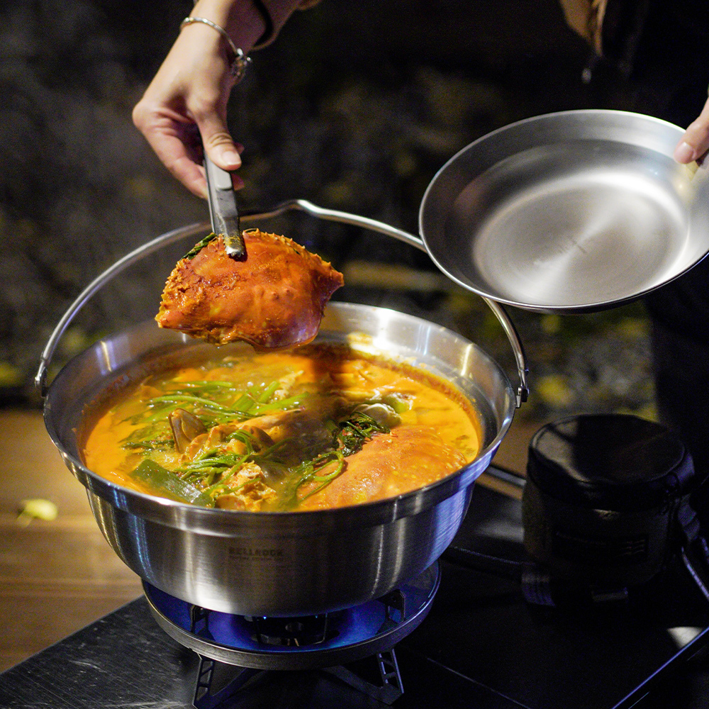 벨락 캠핑 나베 냄비 30cm 스텐 샤브샤브 전골 걸이형